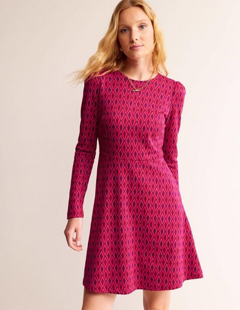 Pink / Azure Women's Boden Jacquard A-line Mini Dress | 13895EBVK