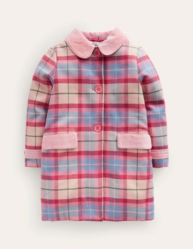 Pink / Blue Kids\' Boden Wonderful Wool Blend Coats | 41082MJHZ