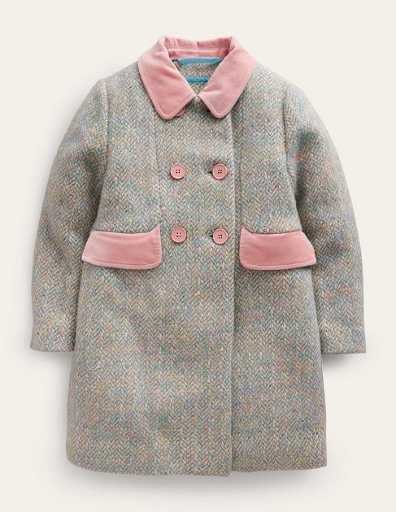 Pink / Blue Kids' Boden Wool Blend Coats | 69405YBJX