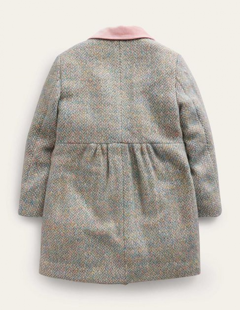 Pink / Blue Kids' Boden Wool Blend Coats | 69405YBJX