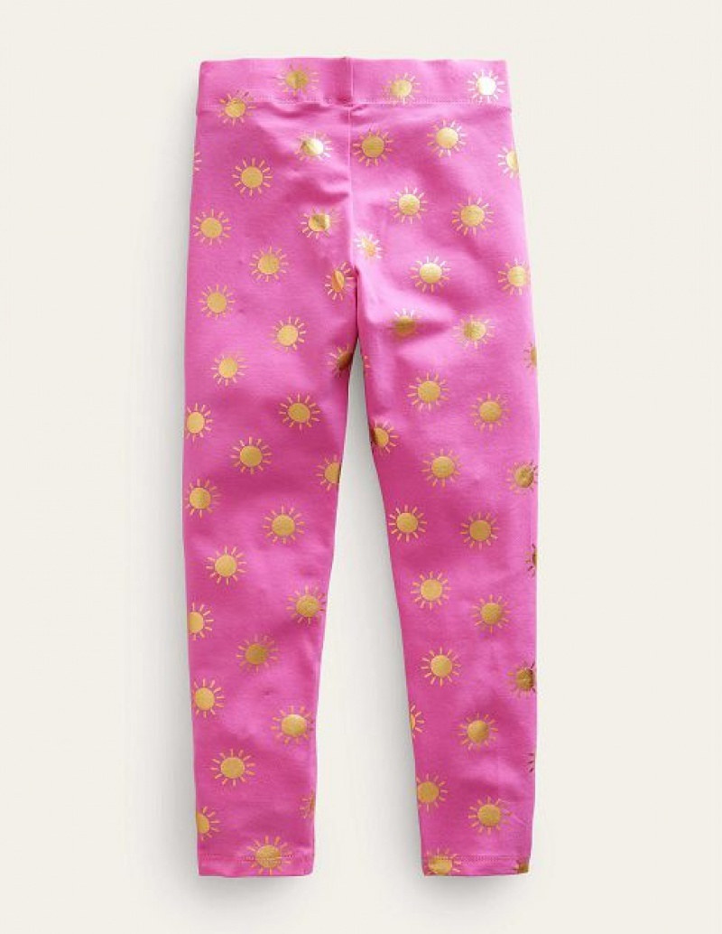 Pink / Gold Kids' Boden Fun Leggings | 43865HQIX