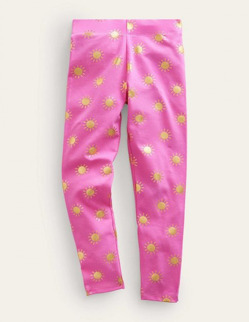 Pink / Gold Kids\' Boden Fun Leggings | 43865HQIX