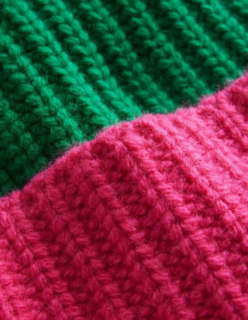 Pink / Green Women's Boden Colour Block Beanie | 17495DOIZ