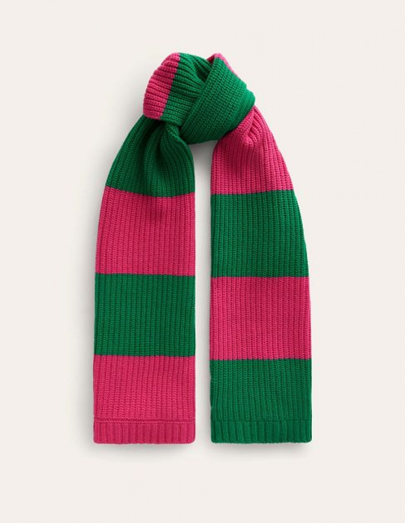 Pink / Green Women\'s Boden Colour Block Scarf | 06482LGJS