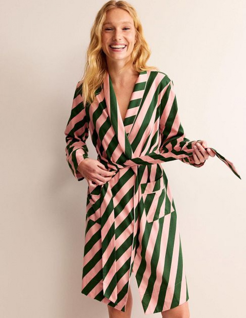 Pink / Green Women's Boden Cotton-sateen Ing Gown Dress | 59473QXHR