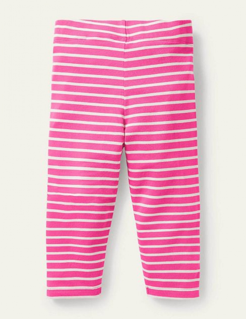 Pink / White Kids' Boden Fun Cropped Leggings | 30851LTBR