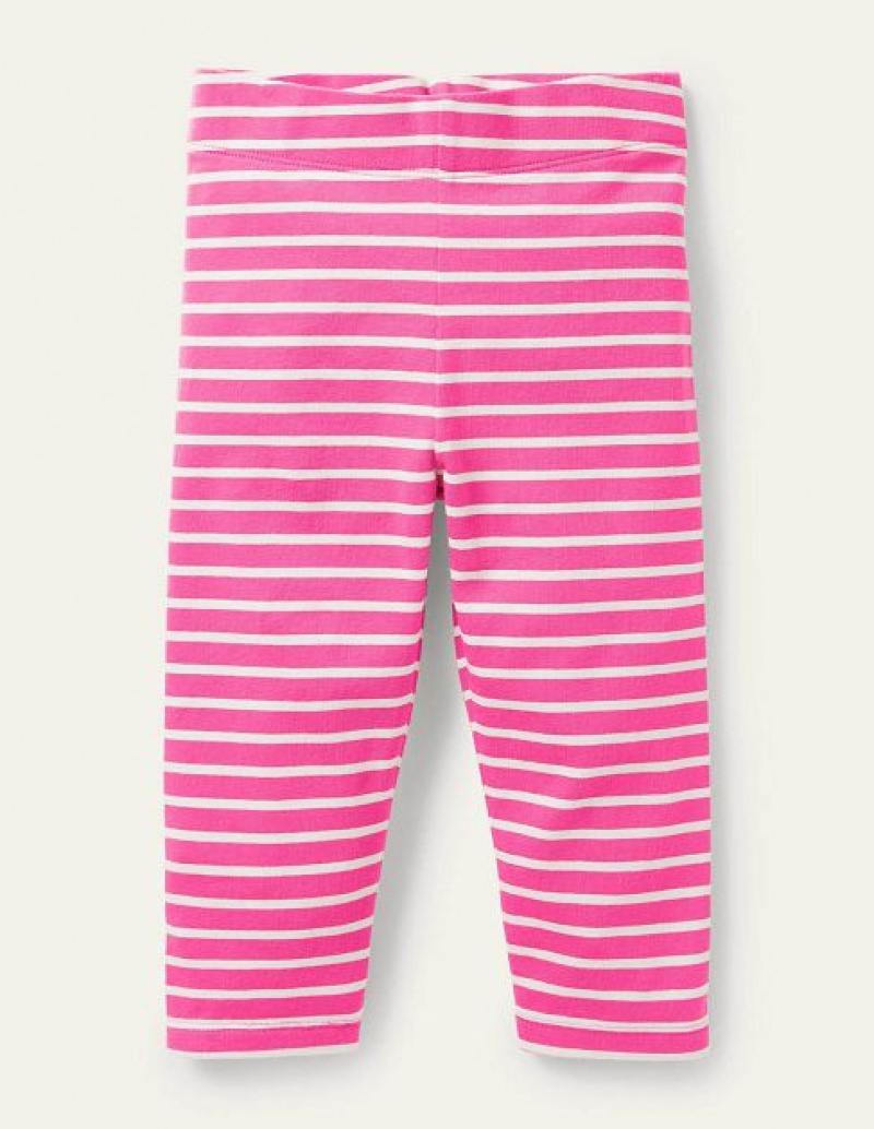 Pink / White Kids\' Boden Fun Cropped Leggings | 30851LTBR