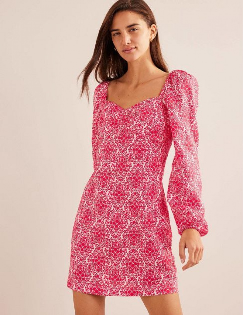 Pink / white Women\'s Boden Linen Mini Dress | 74910MJIV