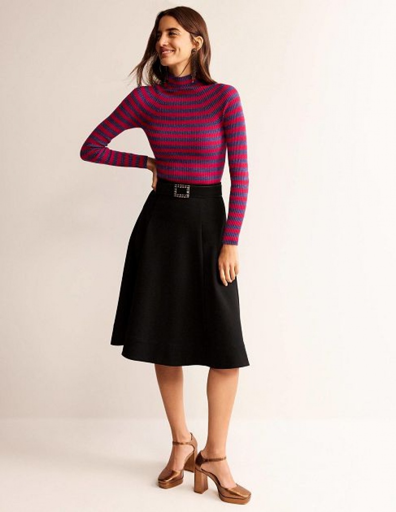 Purple Dark Red Women's Boden Ribbed Funnel Neck Sweaters | 56283TBIE