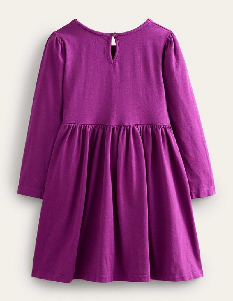 Purple Kids' Boden Appliqué Jersey Dress | 38069DFVE