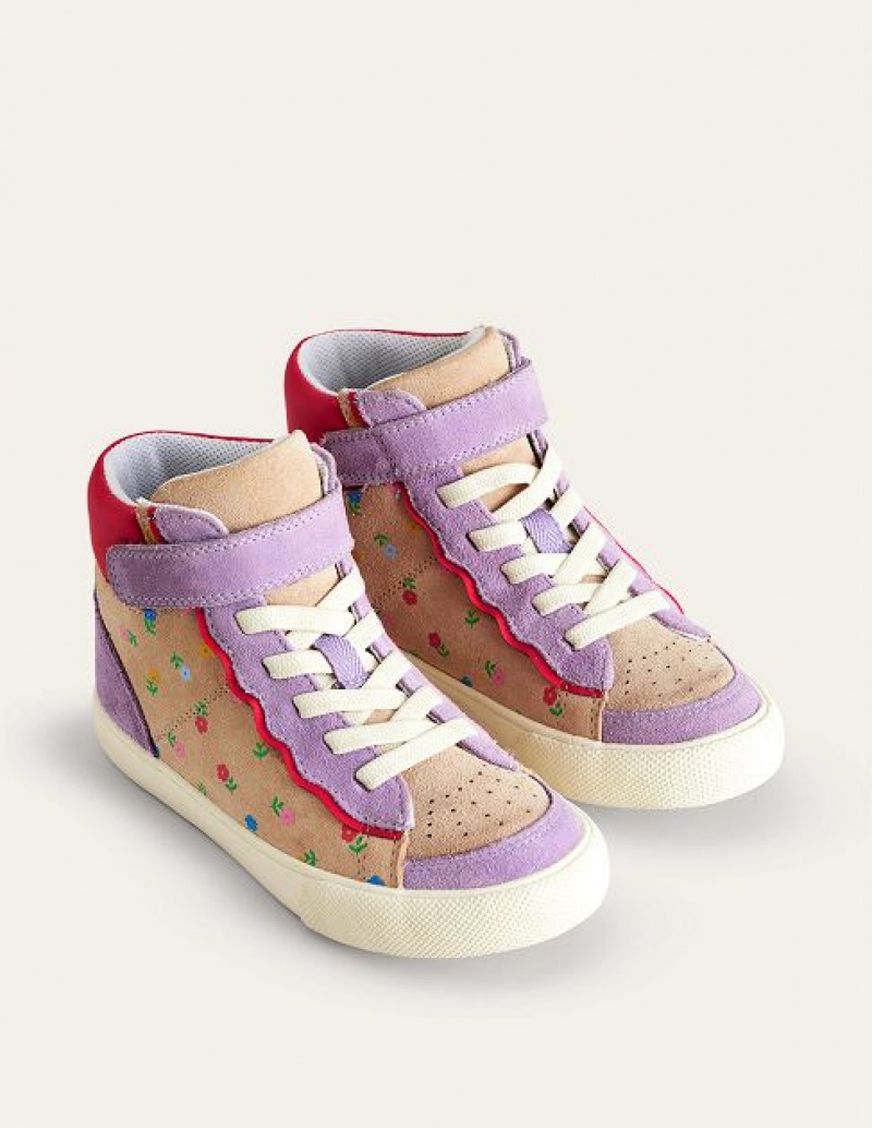 Purple Kids' Boden Leather High Tops | 60324DLXU