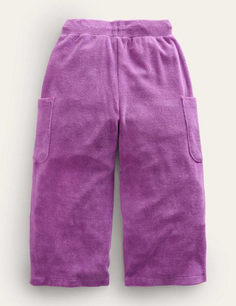 Purple Kids' Boden Towelling Cargo Pants | 29706FBAP