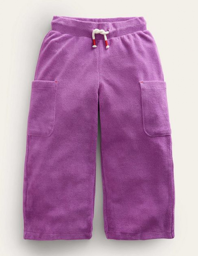 Purple Kids\' Boden Towelling Cargo Pants | 29706FBAP