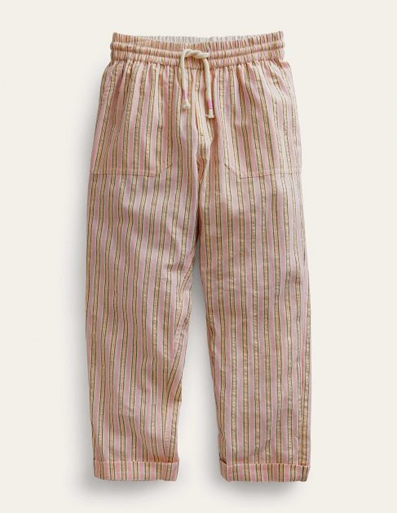 Purple Metal Stripes Kids\' Boden Stripe Pull On Pants | 39042HQGE