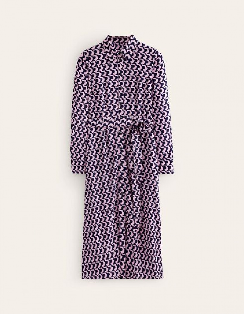 Purple Pink Women's Boden Kate Midi Shirt Dress | 78605YRXG