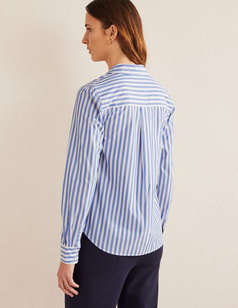 Purple Stripes Women's Boden Straight Cotton Shirts | 02671WMGV