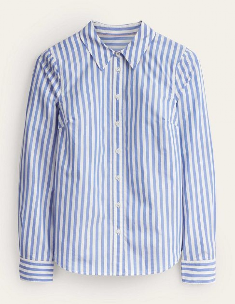 Purple Stripes Women's Boden Straight Cotton Shirts | 02671WMGV