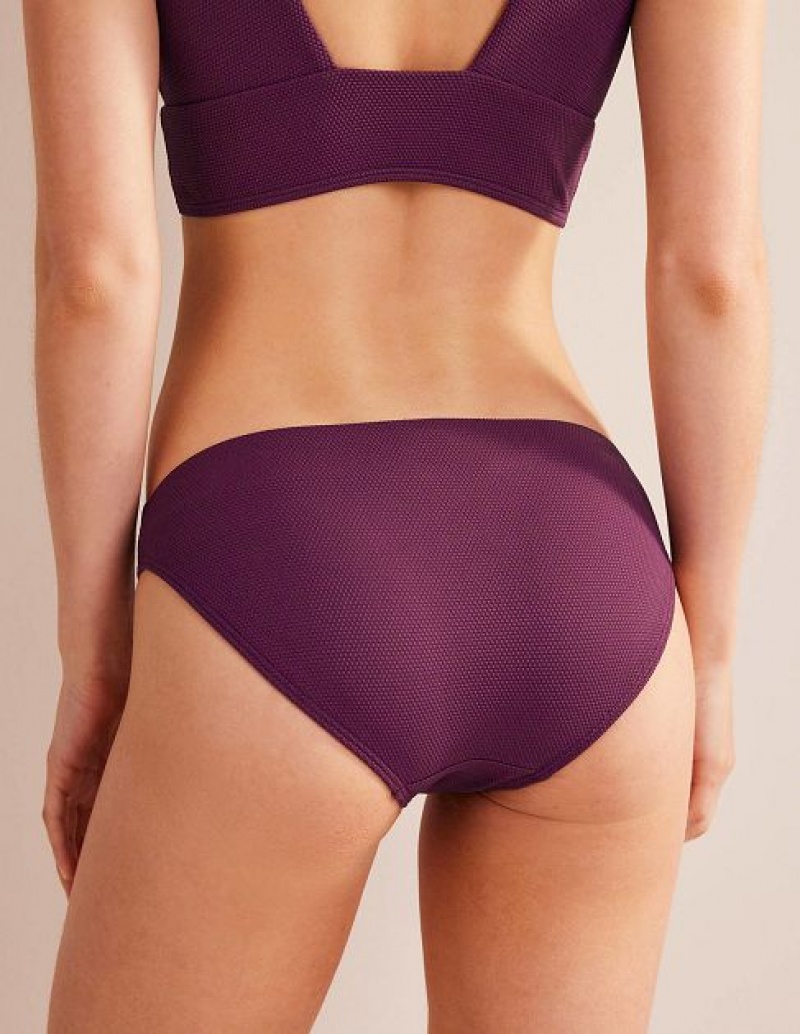 Purple Women's Boden Arezzo Texture Bikini Bottoms | 07214TXMZ