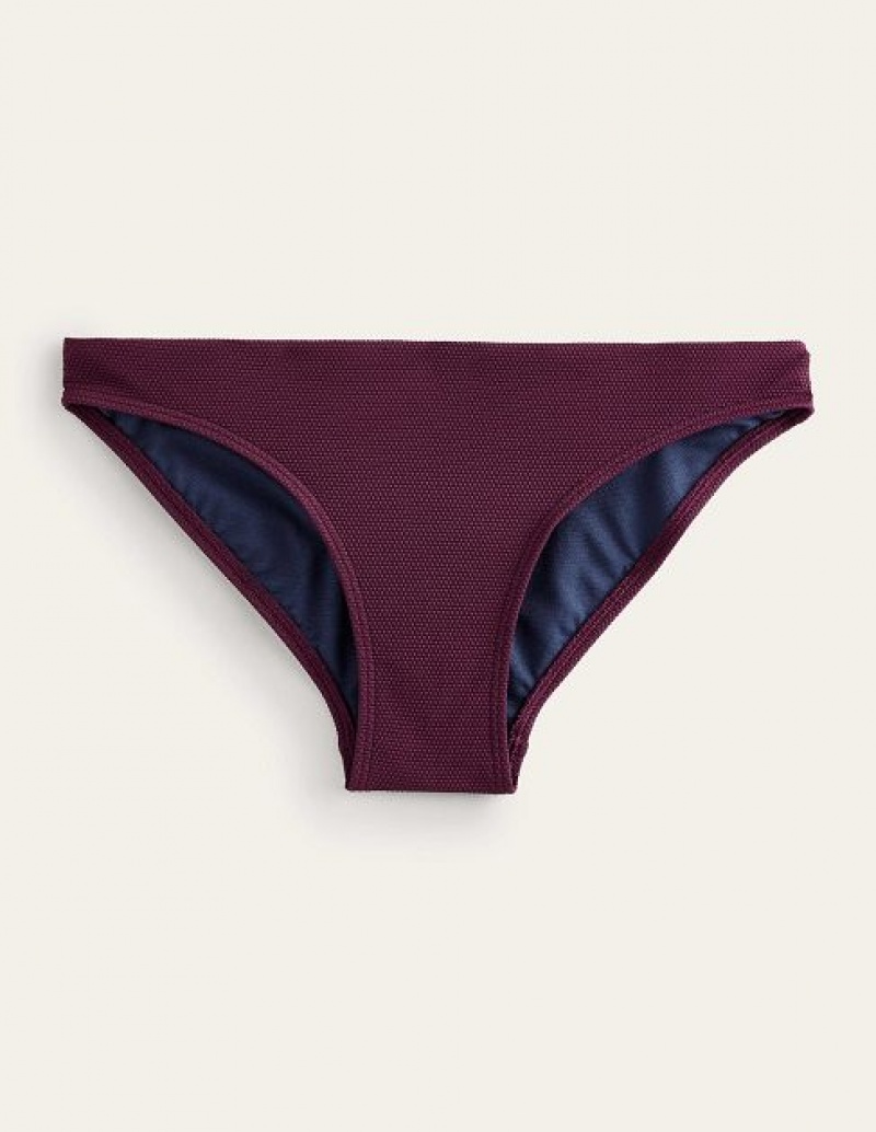 Purple Women's Boden Arezzo Texture Bikini Bottoms | 07214TXMZ