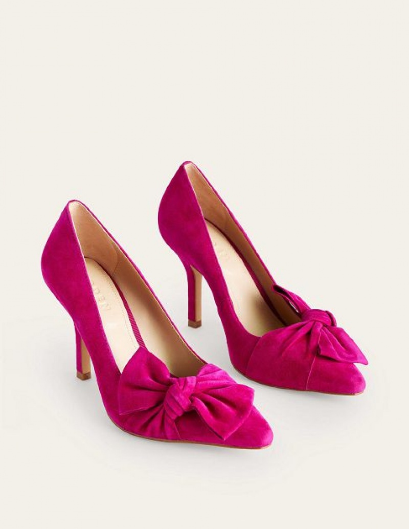 Purple Women's Boden Suede-bow Courts Heels | 54138RPCW