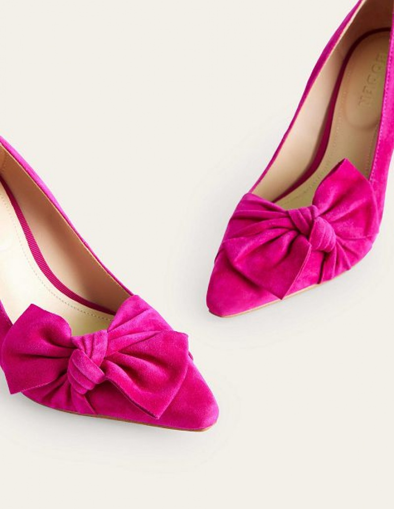 Purple Women's Boden Suede-bow Courts Heels | 54138RPCW