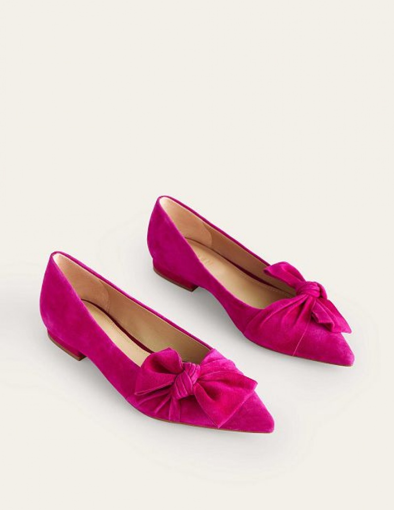 Purple Women's Boden Suede-bow Flats | 01549YOEI