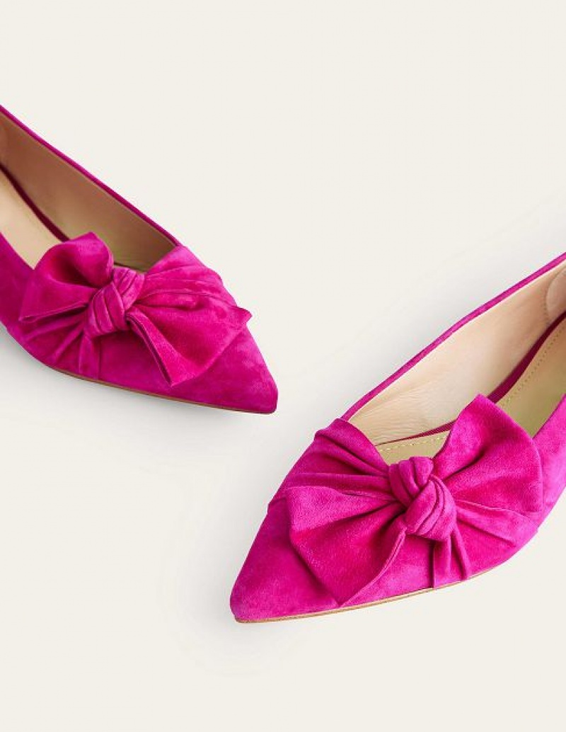 Purple Women's Boden Suede-bow Flats | 01549YOEI