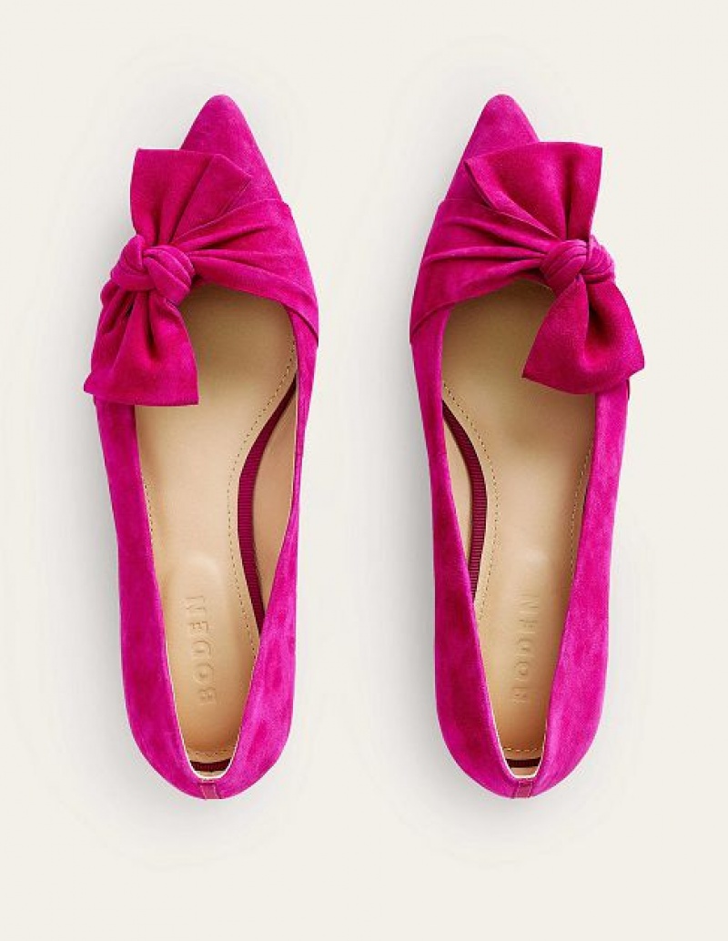 Purple Women's Boden Suede-bow Flats | 01549YOEI