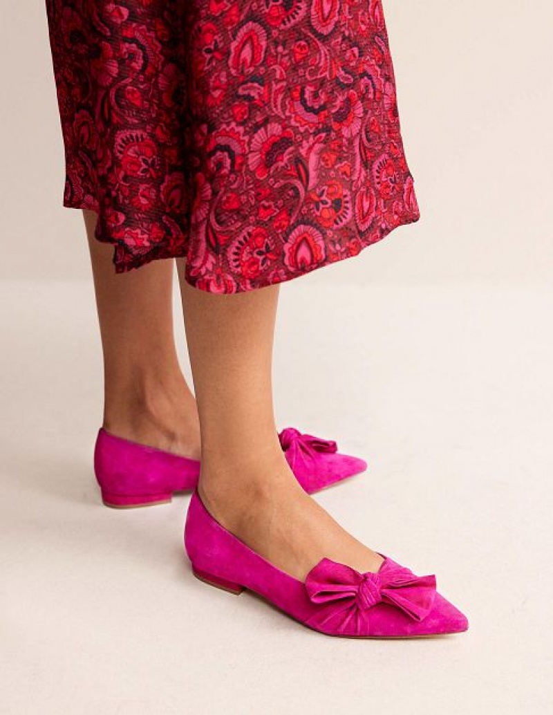 Purple Women's Boden Suede-bow Flats | 01549YOEI