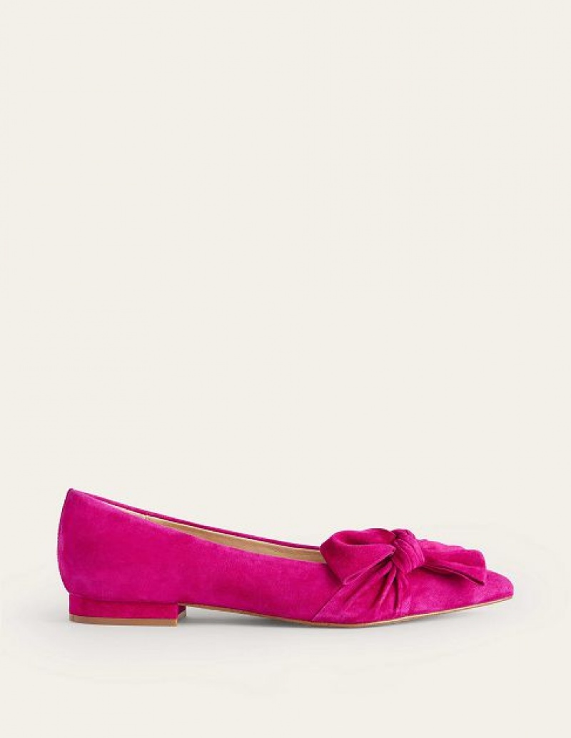 Purple Women\'s Boden Suede-bow Flats | 01549YOEI