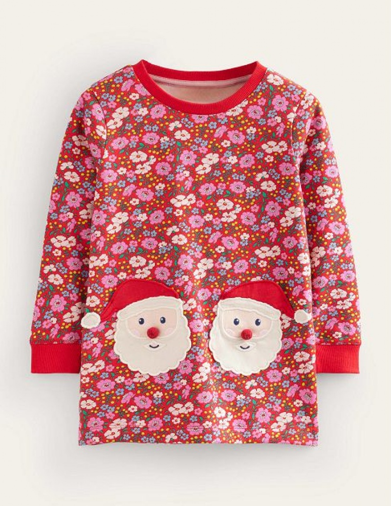 Red Flower Kids\' Boden Applique Tunic Sweatshirts | 84357FSNK