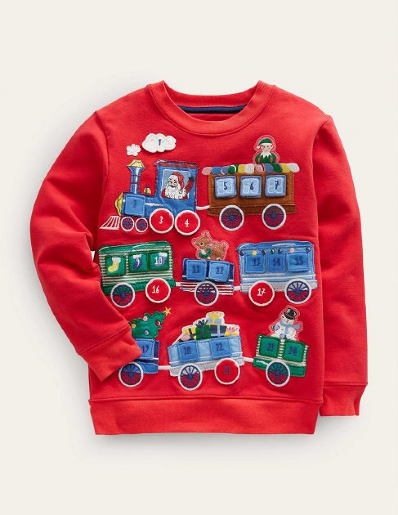 Red Kids\' Boden Advent Calendar Sweatshirts | 91350KYQU