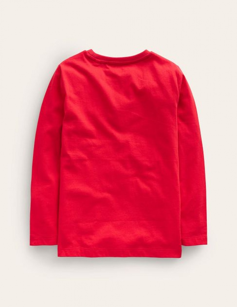 Red Kids' Boden Animal Appliqué T-Shirt | 83091YNVE