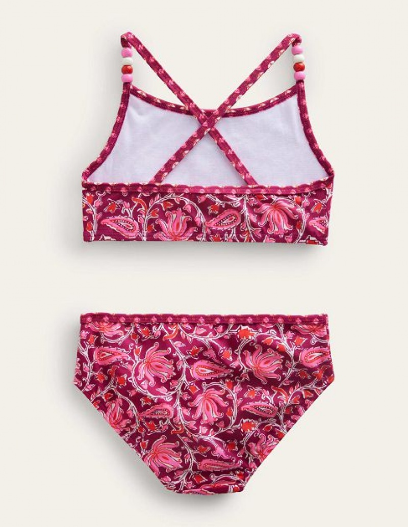 Red Kids' Boden Beaded Bikinis | 37641UNBQ