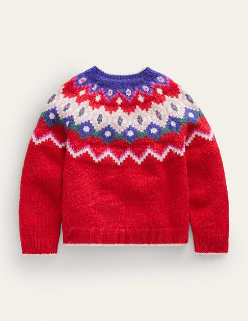 Red Kids' Boden Cosy Fair Isle Sweaters | 72803RZDH