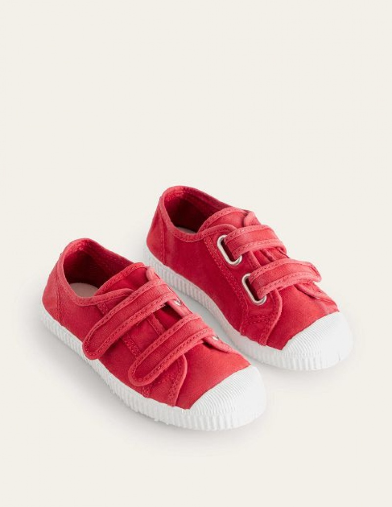 Red Kids' Boden Double Strap Canvas Sneakers | 37624LZBW