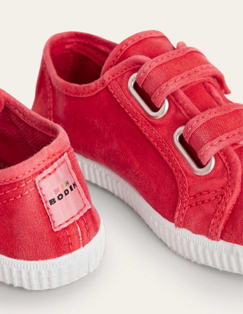 Red Kids' Boden Double Strap Canvas Sneakers | 37624LZBW