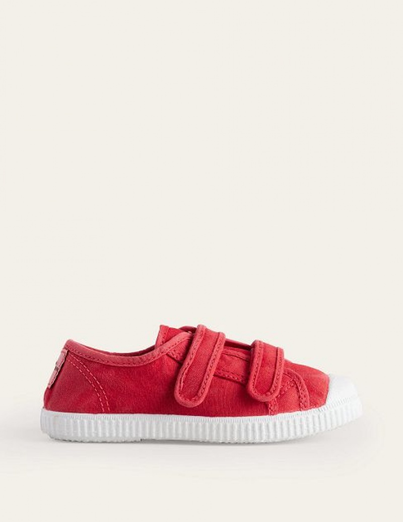 Red Kids\' Boden Double Strap Canvas Sneakers | 37624LZBW