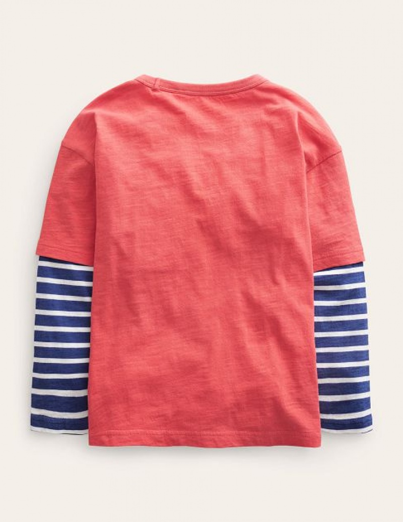 Red Kids' Boden Layered Long-sleeve T-Shirt | 70495LONY