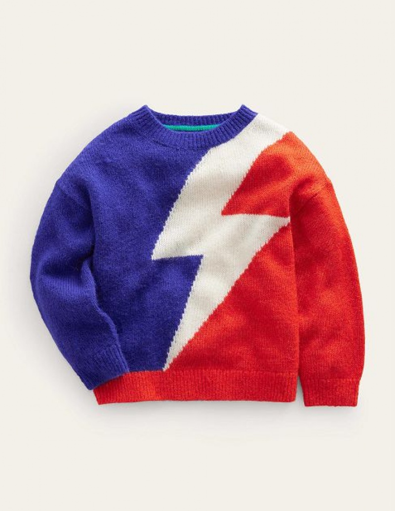 Red Kids' Boden Lightning Bolt Sweaters | 29831NXHO