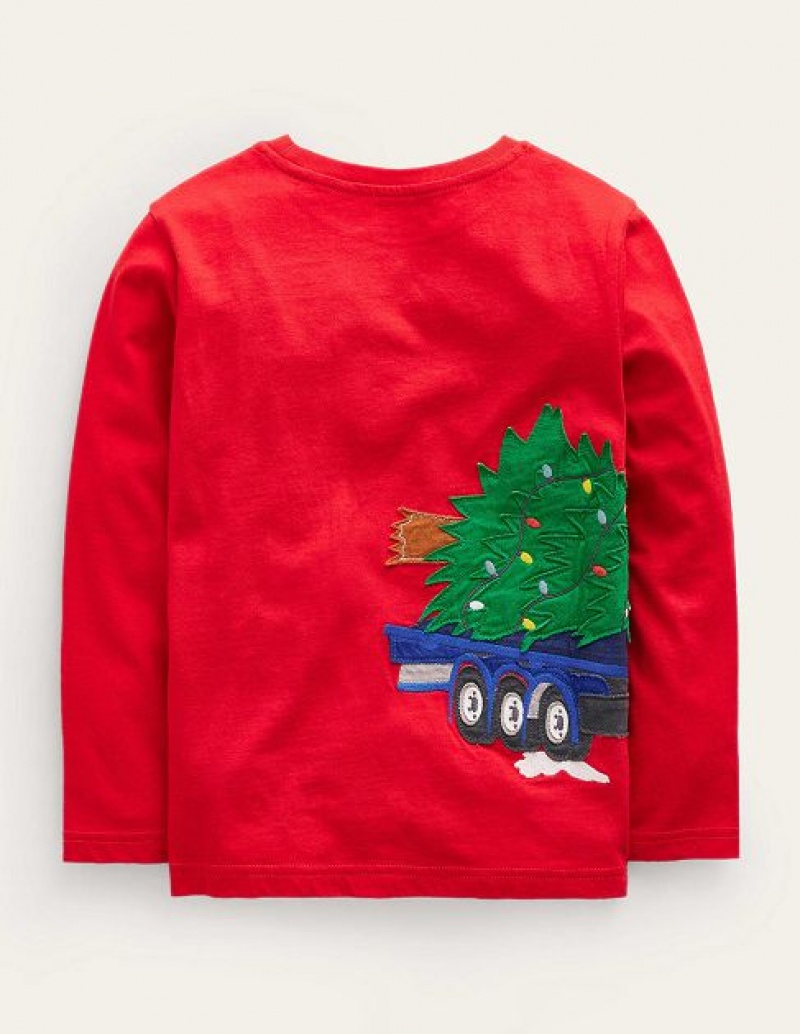 Red Kids' Boden Truck Appliqué T-Shirt | 14368DKCE