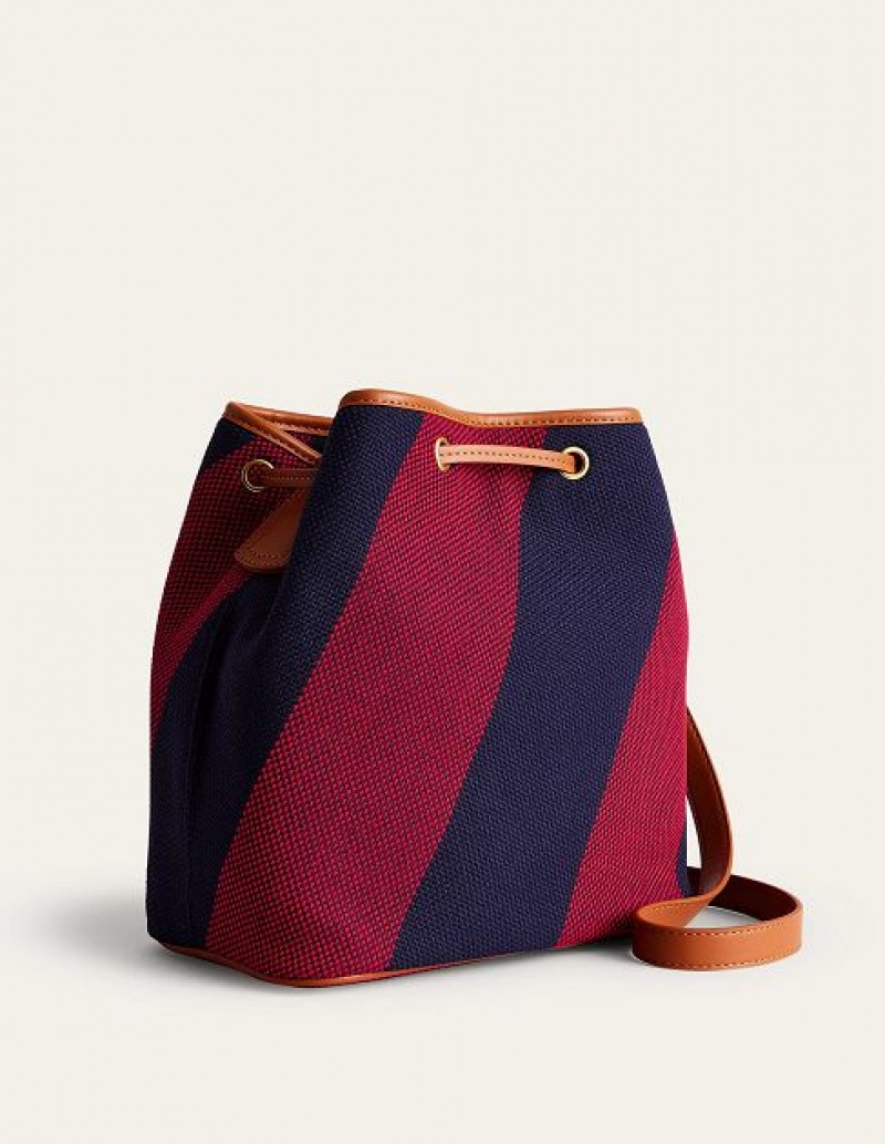 Red Navy Stripes Women's Boden Bucket Bags | 47890GUSY