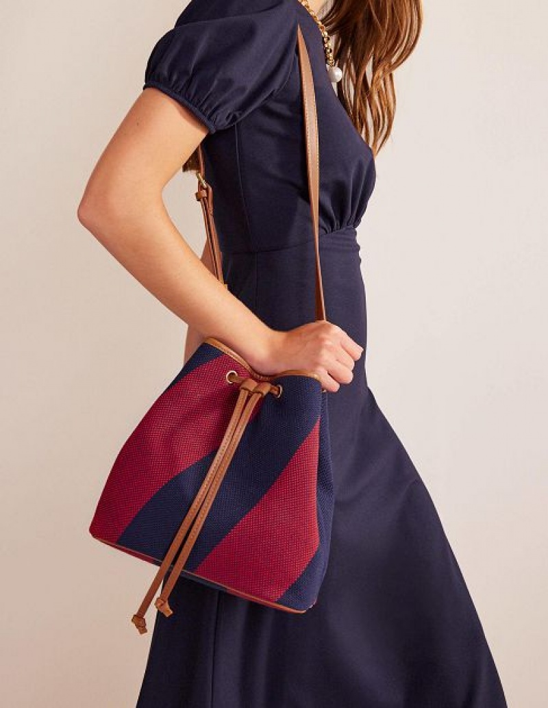 Red Navy Stripes Women's Boden Bucket Bags | 47890GUSY