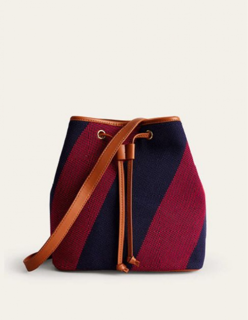 Red Navy Stripes Women's Boden Bucket Bags | 47890GUSY