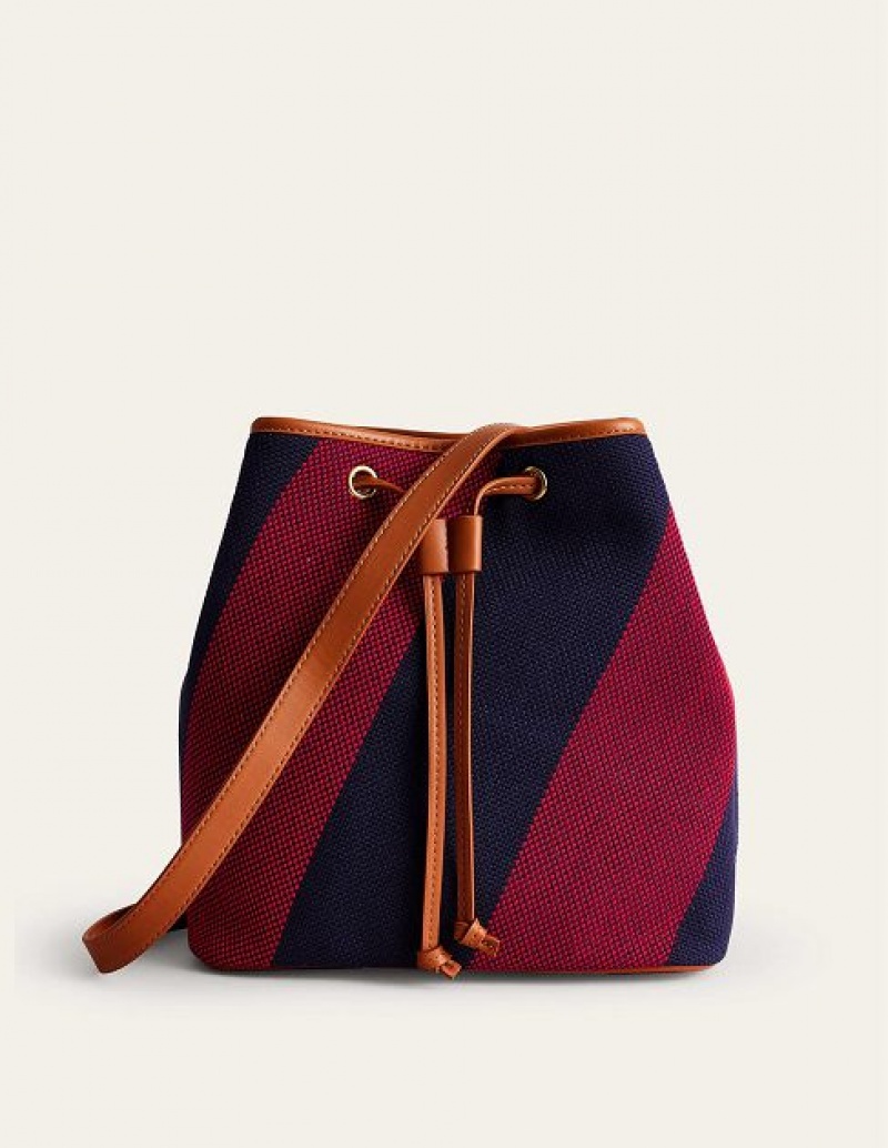 Red Navy Stripes Women\'s Boden Bucket Bags | 47890GUSY