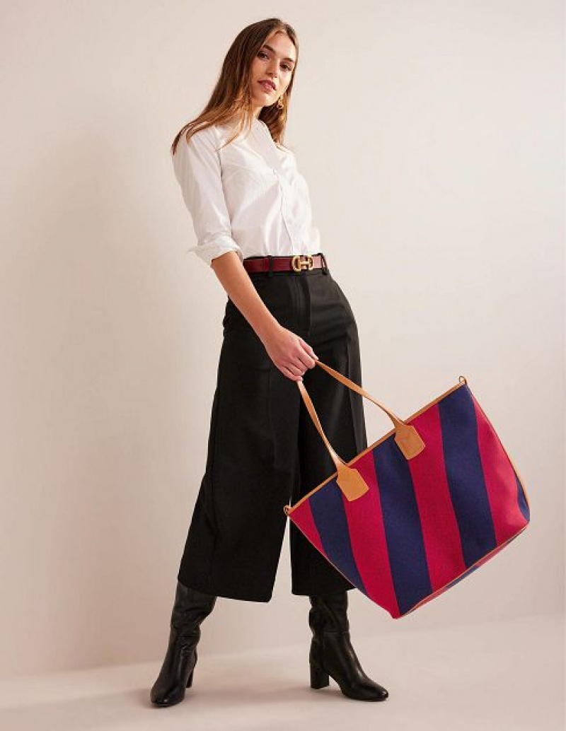 Red Navy Stripes Women's Boden Trapeze Tote Bags | 97685GLHT