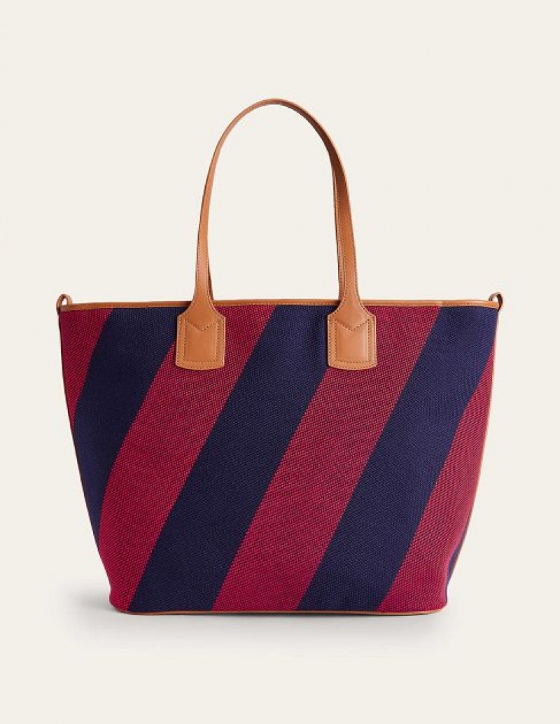 Red Navy Stripes Women\'s Boden Trapeze Tote Bags | 97685GLHT