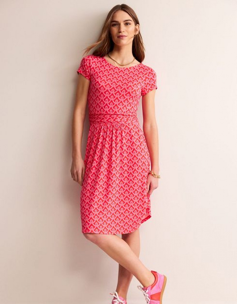 Red Women's Boden Amelie Jersey Dress | 23710NLZF