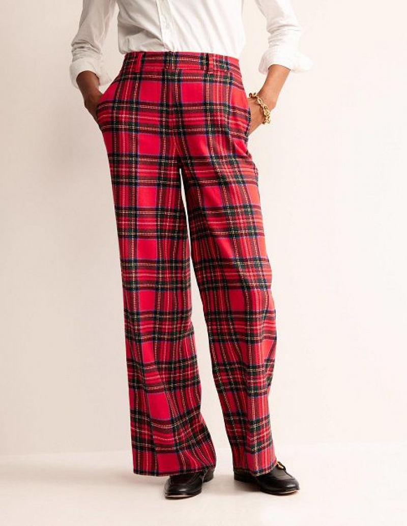 Red Women's Boden Check Pants | 87691VDQA