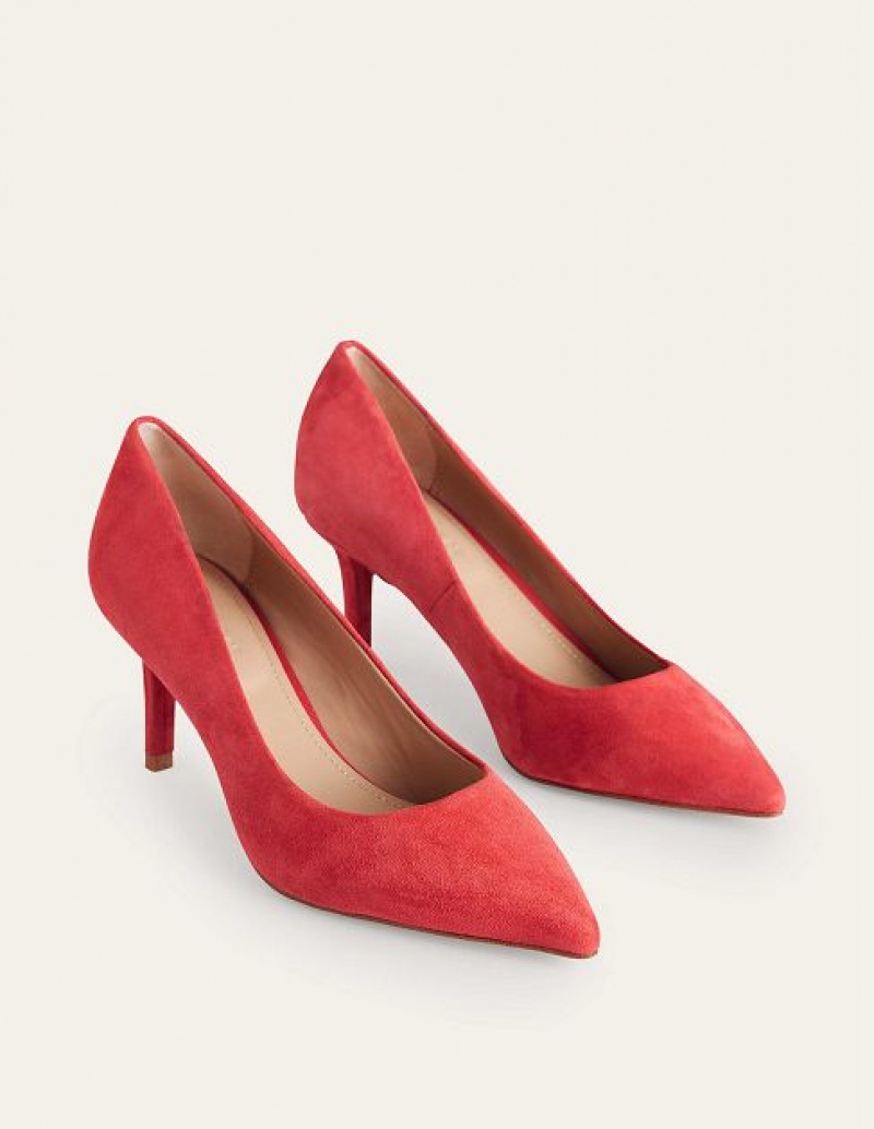 Red Women's Boden Classic Suede Heels | 74215PKYM